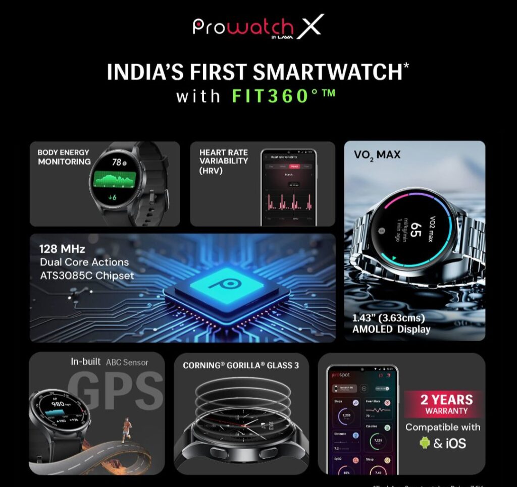 Lava ProWatch X ! लॉन्च हुआ, Lava का प्रीमियर फिचर्स और धांसू डिजाइन वाली स्मार्टवॉच। Lava New ProWatch X ।